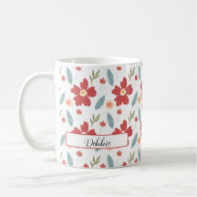 Red Spring Floral Personalised Coffee Mug