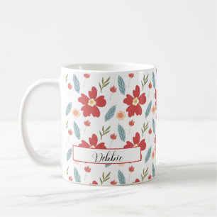 Red Spring Floral Personalised Coffee Mug