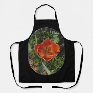 red spring flower apron