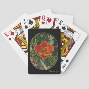 red spring flower playing cards