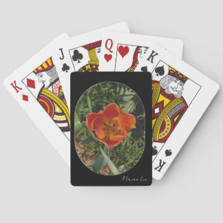 red spring flower playing cards