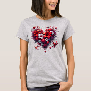 Red Spring Flowers Heart-53476 T-Shirt