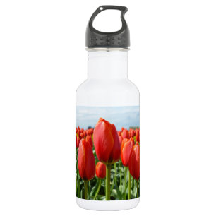 Red spring tulips garden 532 ml water bottle
