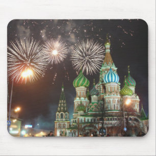 red square fireworks mouse mat