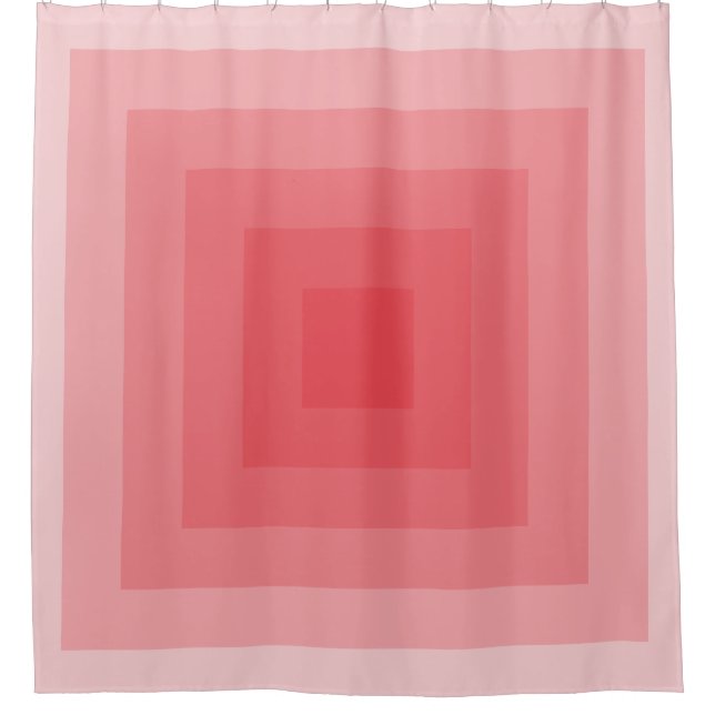 Red Square Geometric Shower Curtain (Front)