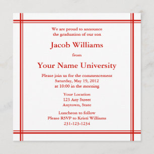 Red Square Graduation Invitation or Announcement
