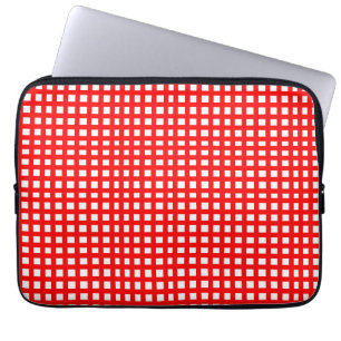 Red square mesh grid pattern laptop sleeve