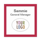 Red Square Nametag Company Logo Pin or Magnetic