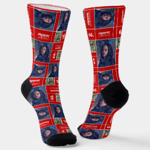 Red Square Photo Graduation Class Year Socks