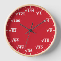 Red Square Root Clock - Math Mathematics Clock