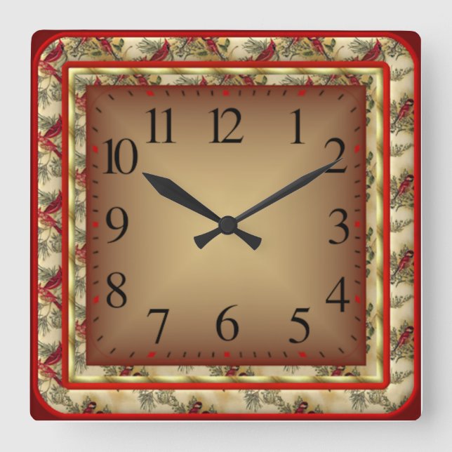 Red Square Wall Clock (Front)