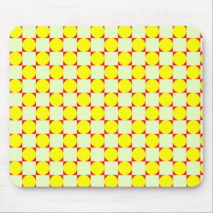 Red Square Yellow Circles Mouse Mat