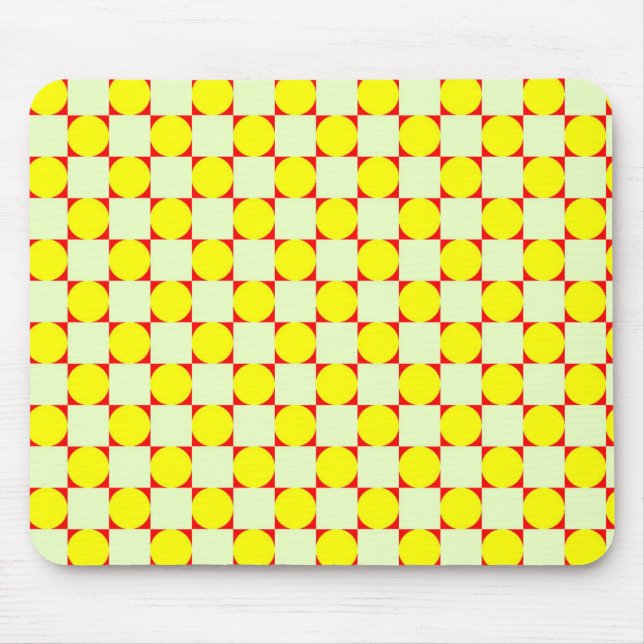 Red Square Yellow Circles Mouse Mat (Front)