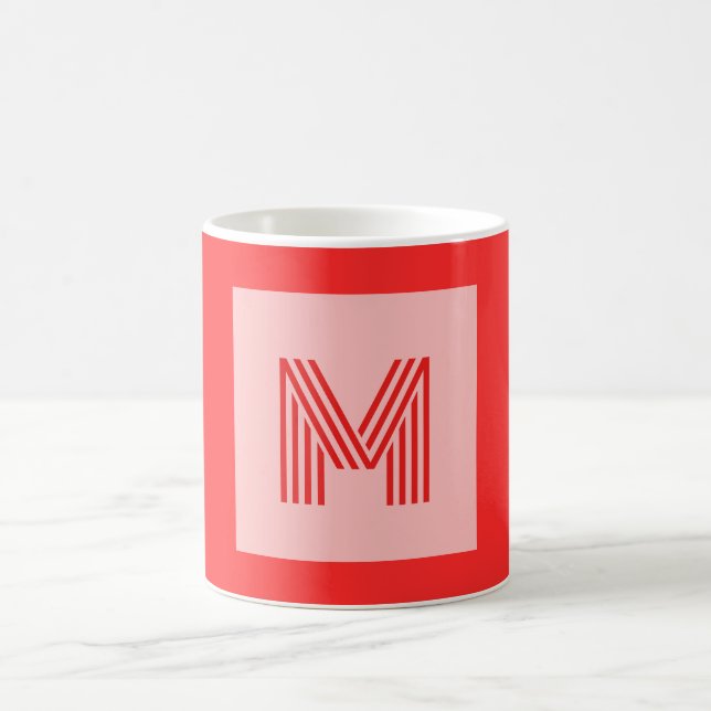 Red Squares Geometric Pattern Coffee Mug (Center)