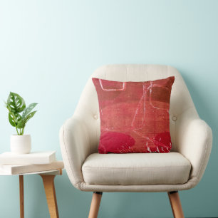 Red Squares Retro Modern, A Gel Print Abstract Cushion