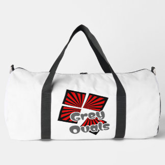 Red Squares with Beams and Grey Ovals Text Duffle Bag