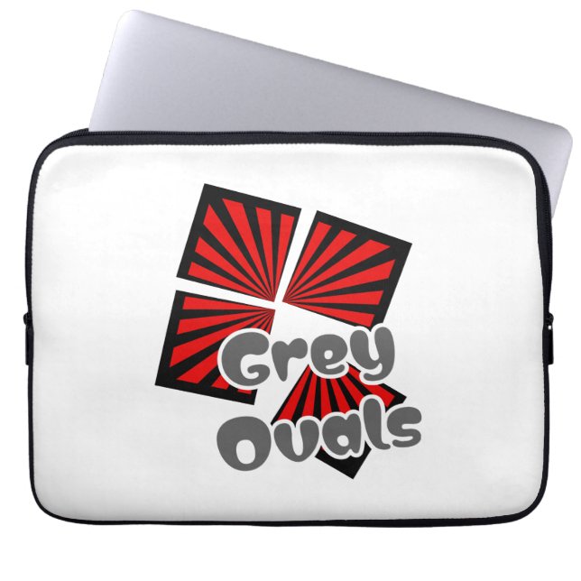 Red Squares with Beams and Grey Ovals Text Laptop Sleeve (Front)