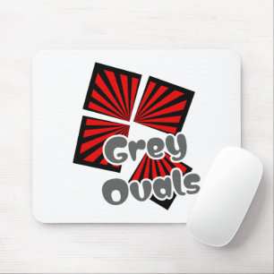 Red Squares with Beams and Grey Ovals Text Mouse Mat