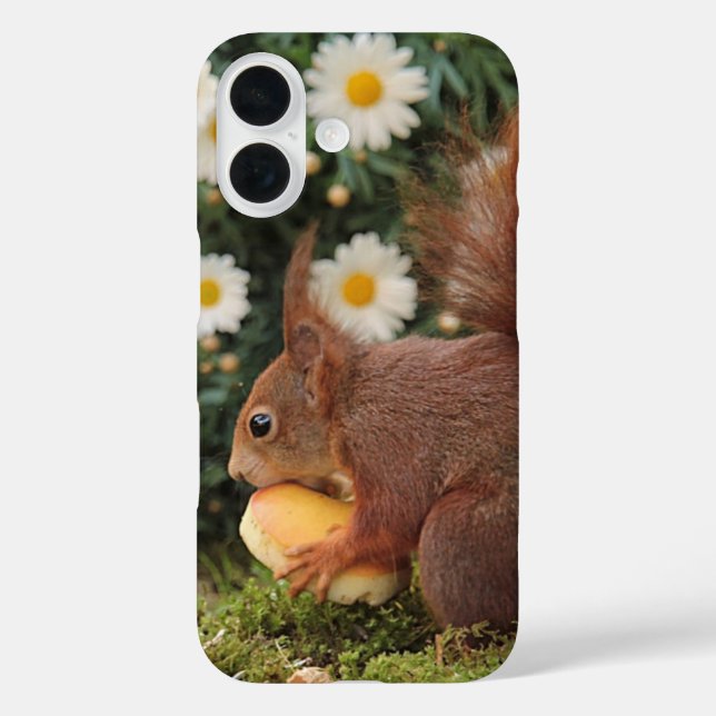 Red Squirrel and Daisies Cute Photo Case-Mate iPhone Case (Back)