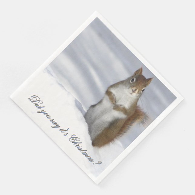 Red Squirrel Christmas Napkin (Corner)