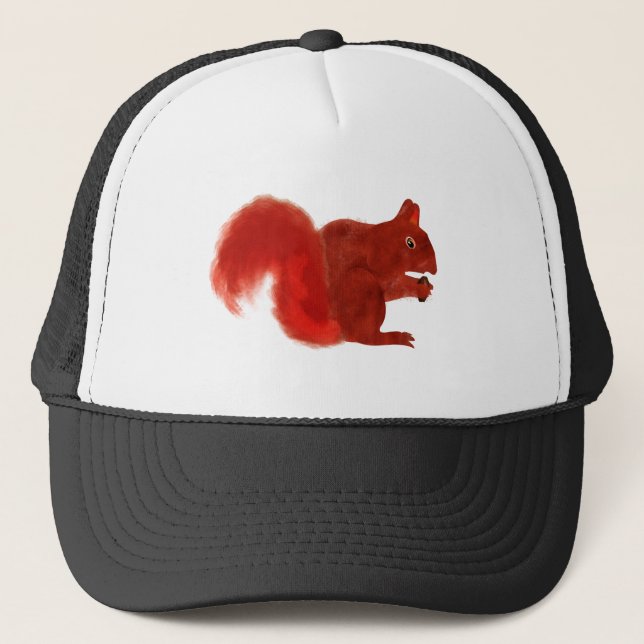 Red Squirrel Cute Woodland Animal Trucker Hat (Front)