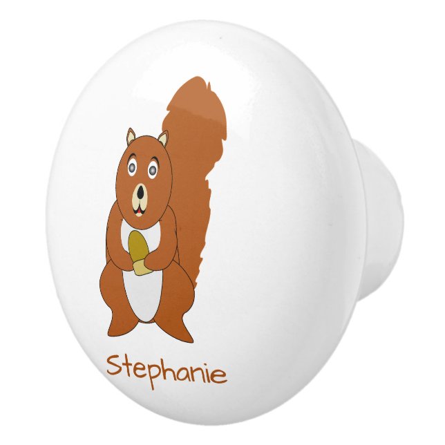 Red Squirrel Design Personalised Ceramic Knob (Right)