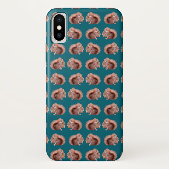 Red Squirrel Frenzy iPhone X Case (Back)