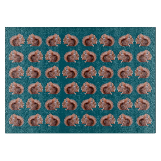 Red Squirrel Frenzy Rectangular Cutting Board (Front)