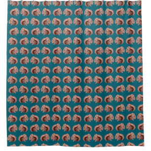 Red Squirrel Frenzy Shower Curtain