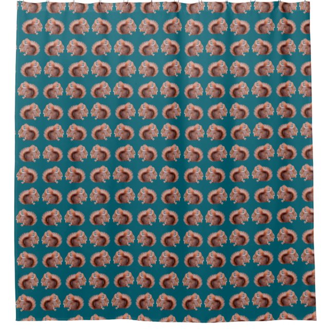 Red Squirrel Frenzy Shower Curtain (Front)
