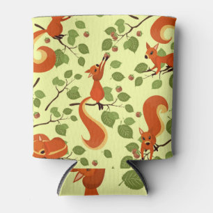 Red squirrel in hazel branches. can cooler