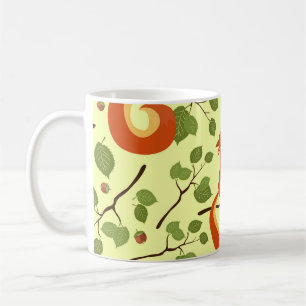 Red squirrel in hazel branches. coffee mug