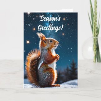 Red Squirrel in the Snow Holiday Christmas Card