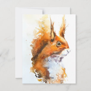 Red Squirrel In Watercolors Holiday Card