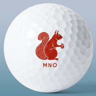 Red Squirrel Monogram Personalised Golf Balls