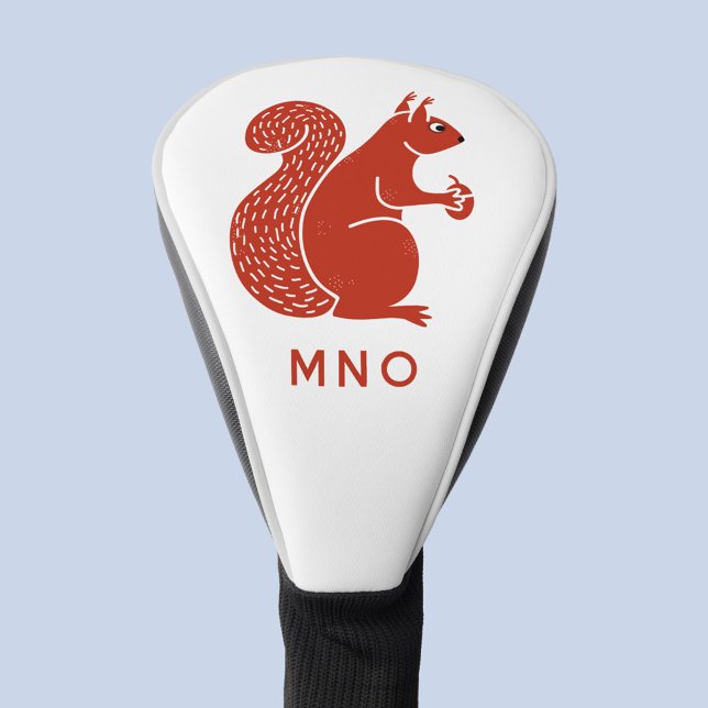 Red Squirrel Monogram Personalised Golf Head Cover (Red squirrel personalized monogram initials golf head cover for wildlife and animal lovers)