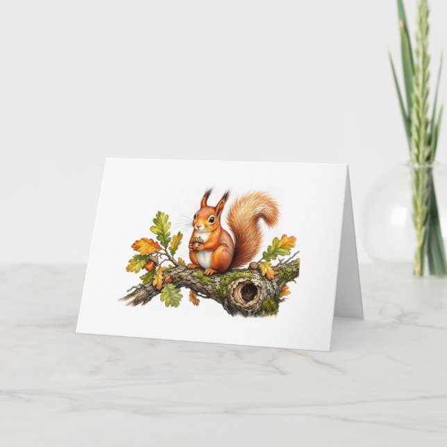 Red Squirrel on a Branch Card (Front)