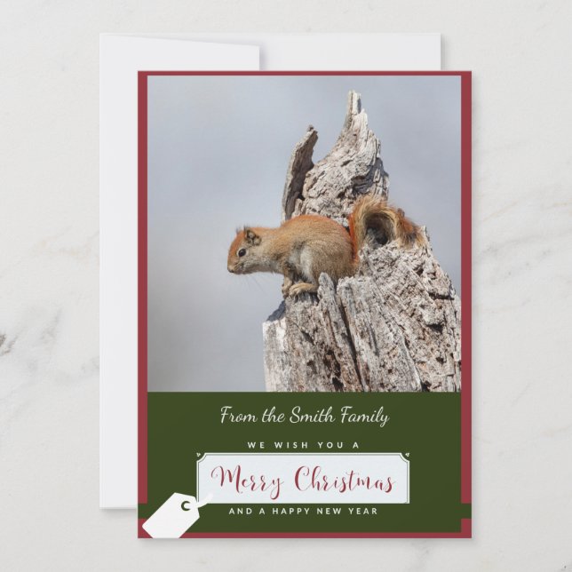 Red Squirrel on a Christmas Card (Front)
