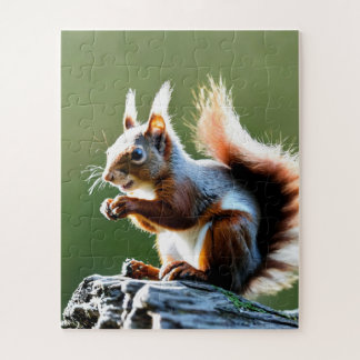 Red squirrel on green background jigsaw puzzle