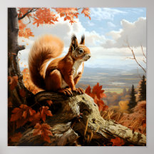 Red Squirrel Overlooks The Countryside