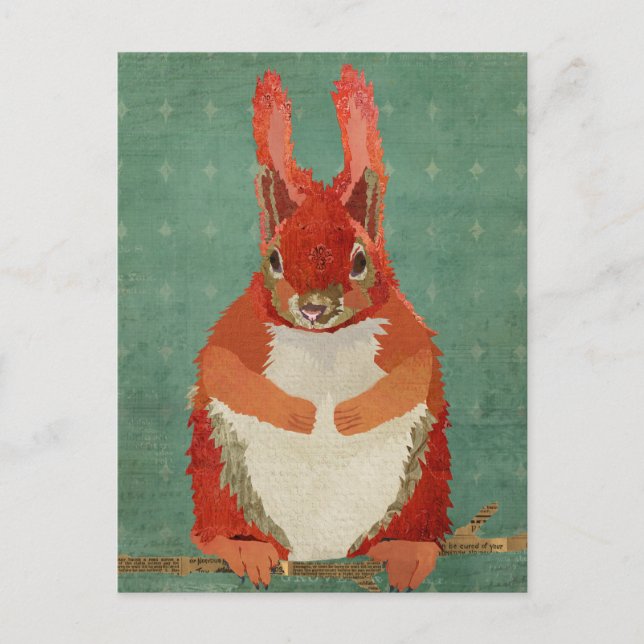 Red Squirrel Retro Postcard (Front)