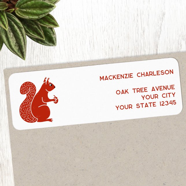 Red Squirrel Return Address (Red squirrel personalized return address label sticker)