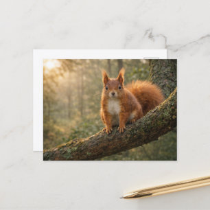 Red Squirrel Scottish Highlands Misty Forest Postcard