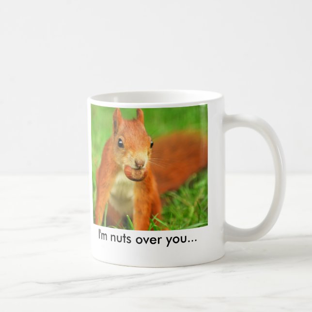 Red Squirrel with a nut, I'm nuts over you... Coffee Mug (Right)