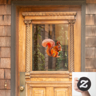 Red Squirrel With Acorn Home Decor Window Cling