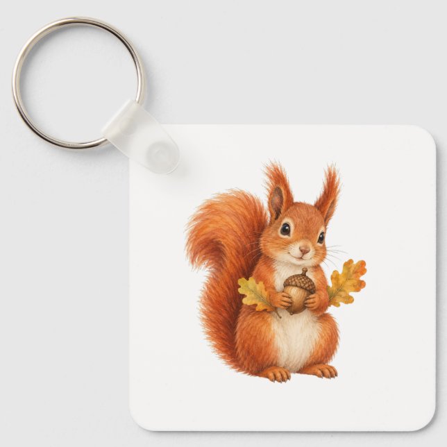 Red Squirrel with an Acorn Key Ring (Front)
