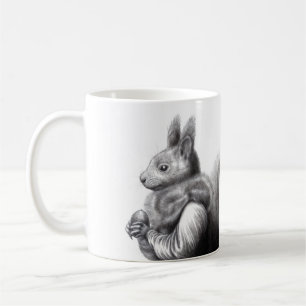 Red Squirrel with Grey Squirrel Fur Scarf (Snow) Coffee Mug