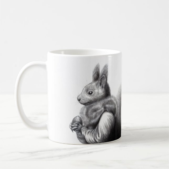 Red Squirrel with Grey Squirrel Fur Scarf (Snow) Coffee Mug (Left)