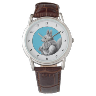 Red Squirrel with Grey Squirrel Scarf (Blue) M3 Watch