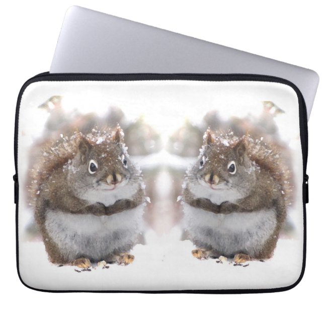 Red Squirrels in Snow Laptop Sleeve (Front)